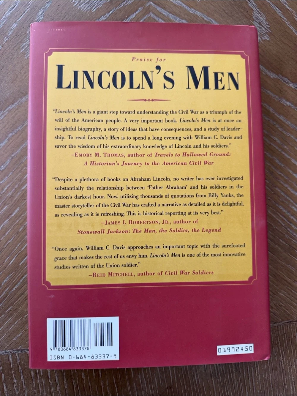 free press Lincoln's Men Book Cover Brown & Yellow Band
